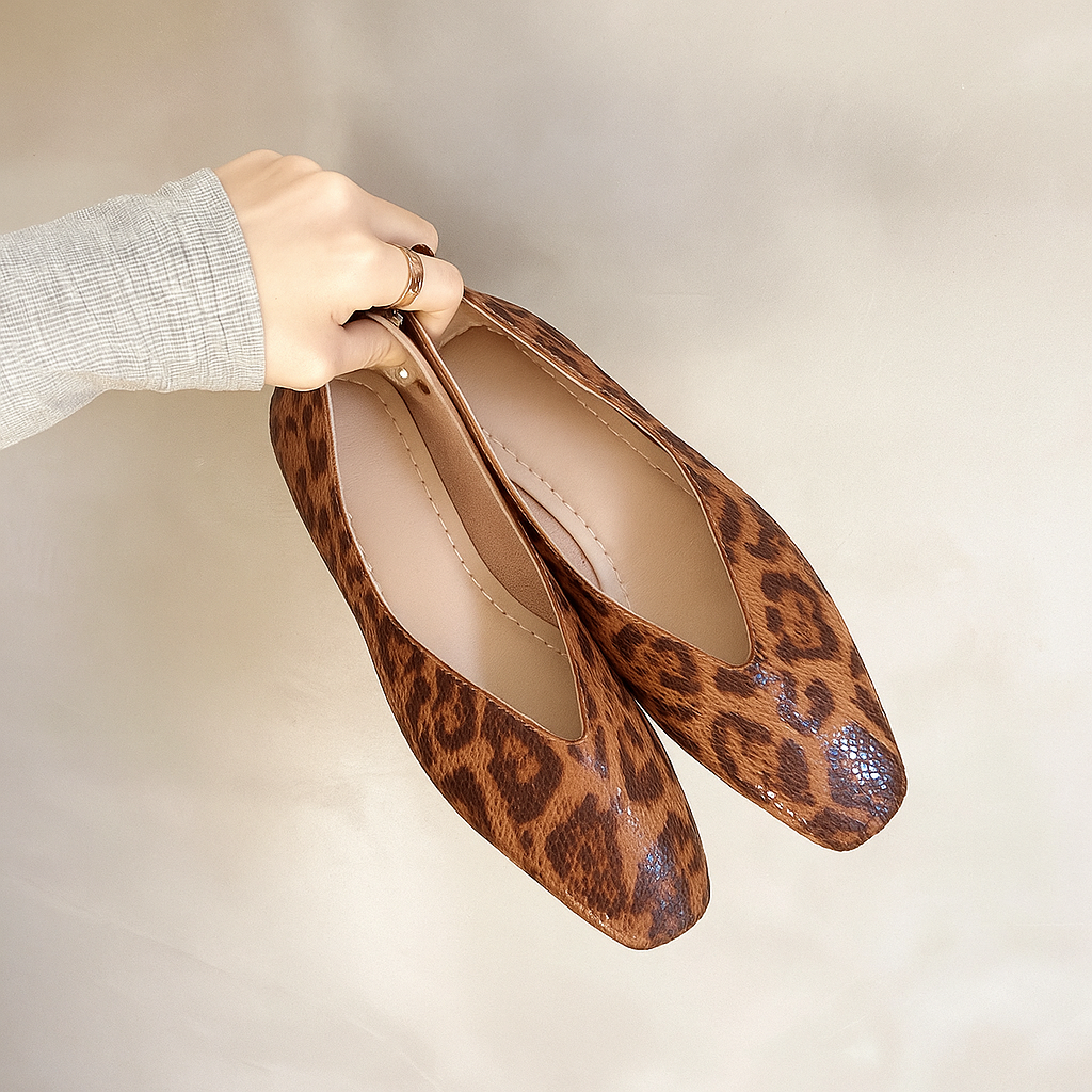 Kensington Leopard Leather Flats