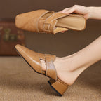 Lawson Square-Toe Leather Mules