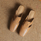 Lawson Square-Toe Leather Mules