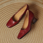 Theo Square-Toe Leather Pumps