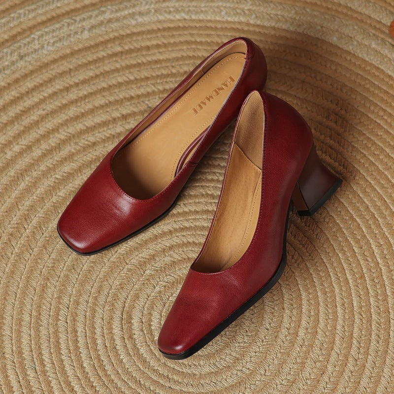 Theo Square-Toe Leather Pumps