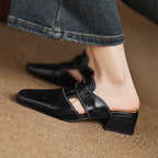 Lawson Square-Toe Leather Mules