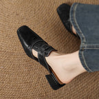 Lawson Square-Toe Leather Mules