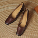 Theo Square-Toe Leather Pumps