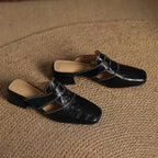 Lawson Square-Toe Leather Mules