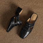 Lawson Square-Toe Leather Mules