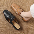 Lawson Square-Toe Leather Mules