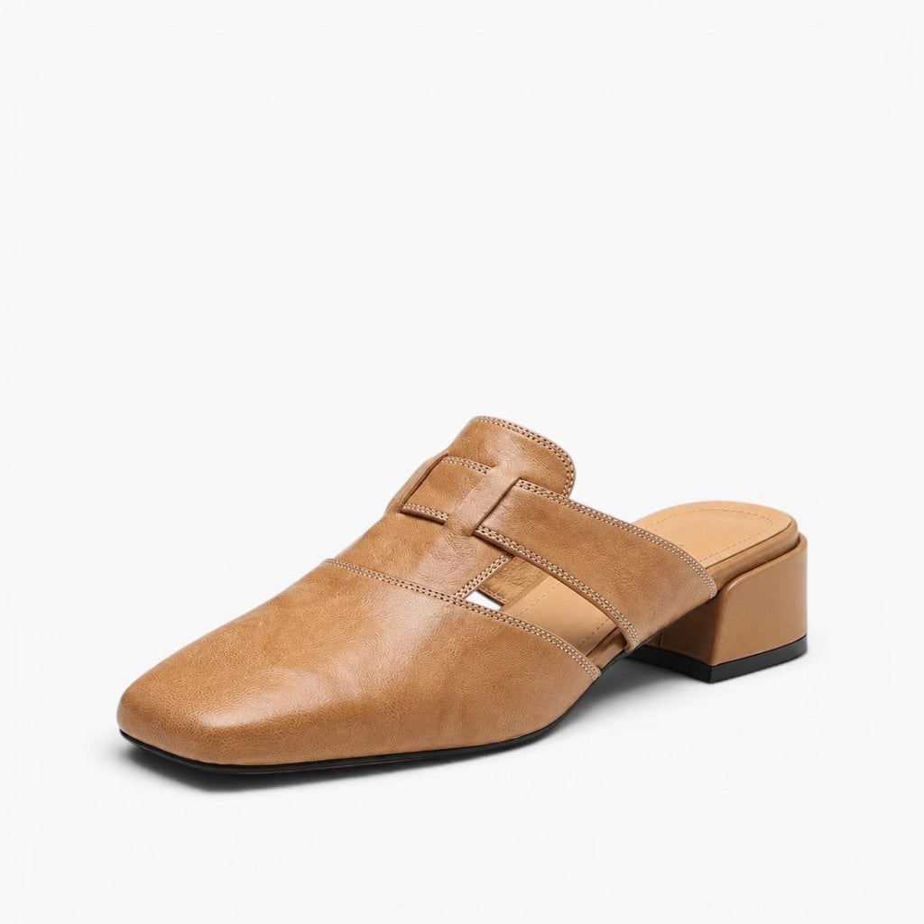 Lawson Square-Toe Leather Mules