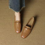 Elsie Square-Toe Leather Loafers