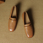 Elsie Square-Toe Leather Loafers