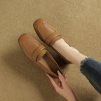 Elsie Square-Toe Leather Loafers