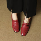 Elsie Square-Toe Leather Loafers
