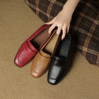 Elsie Square-Toe Leather Loafers